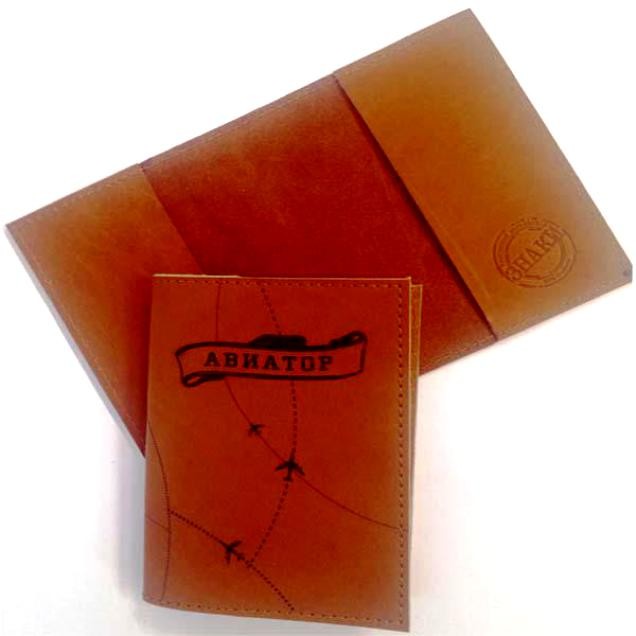 Обложка кожаная на паспорт "Авиатор" E-OB0