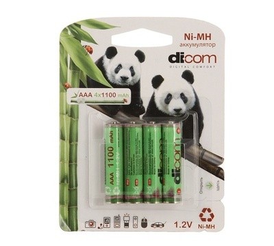 Аккумулятор Dicom Panda AAA 1100 mAh, (4шт/блистер)