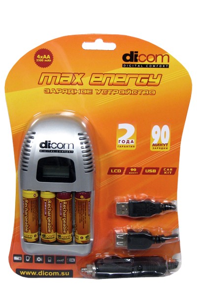 Зарядное устройство Dicom Max Energy DC101 + 4 ak/2500