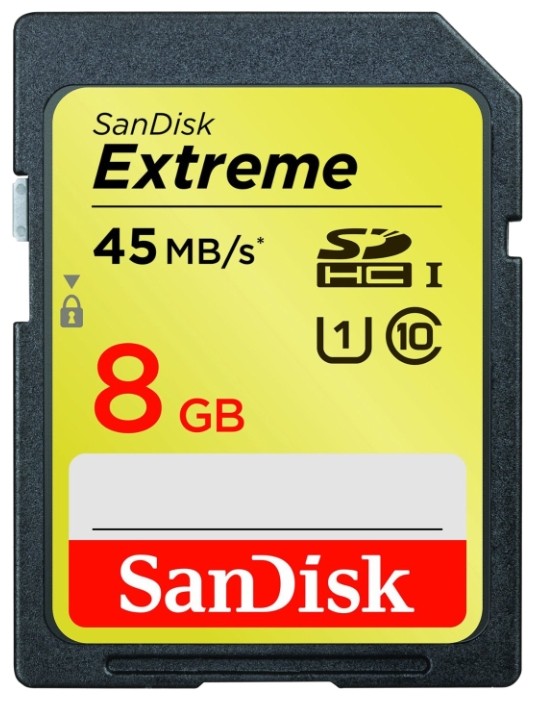 Карта памяти Sandisk Extreme SDHC UHS Class 1 45MB/s 8GB