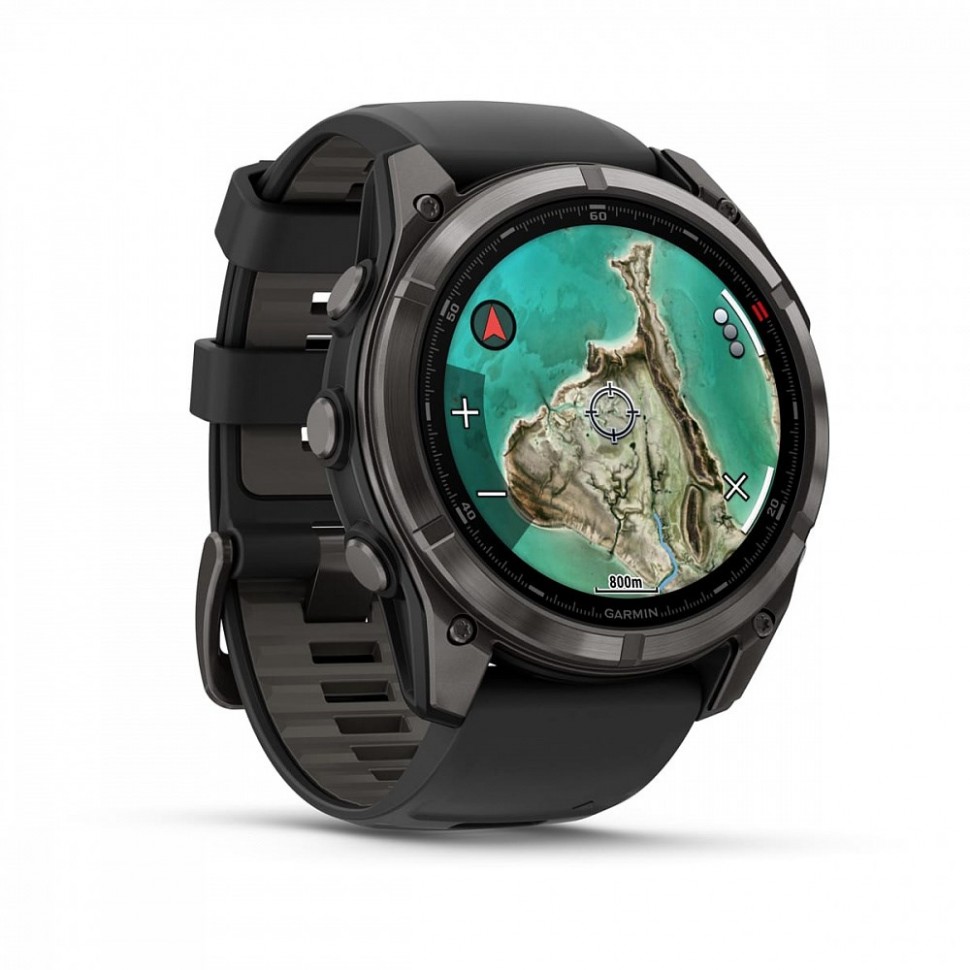 GARMIN FENIX 8 – 51 mm,  MicroLED Sapphire, Carbon Gray DLC Titanium with Black/Pebble Gray Silicone Band 010-03380-13 1