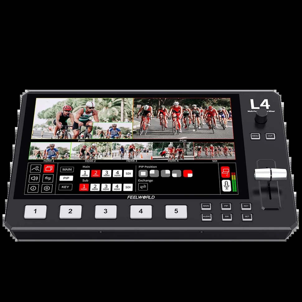 Видеомикшер FeelWorld L4 HDMI Livestream Switcher with 10.1" LCD Monitor
