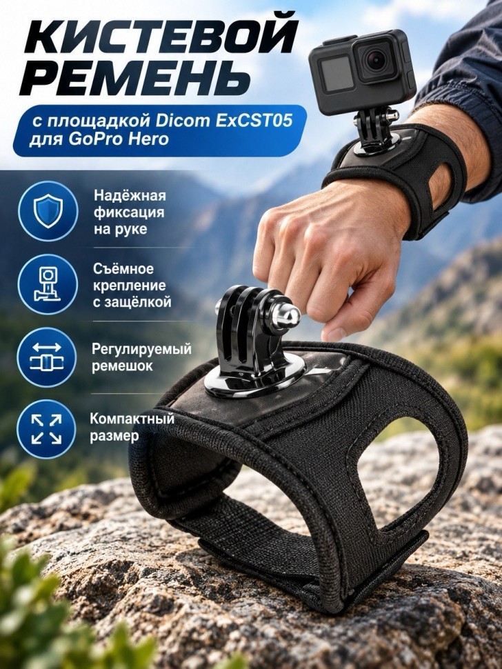 Кистевой ремень с площадкой Dicom ExCST05 для GoPro Hero