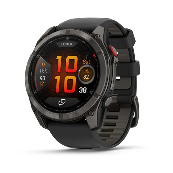 Умные часы Garmin Fenix 8 PRO, 51 мм, AMOLED, Sapphire, Carbon Gray DLC Titanium with Black/Pebble Gray Silicone Ban 010-03199-00