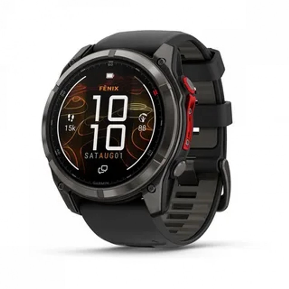 Часы Garmin Fenix 8 PRO, 51 мм, MicroLED, Sapphire, Carbon Gray DLC Titanium with Black/Pebble Gray Silicone Band