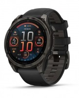 Умные Часы Garmin Fenix 8 47mm AMOLED Sapphire Carbon Gray DLC Titanium with Black/Pebble Gray Silicone Band (010-02904-29)