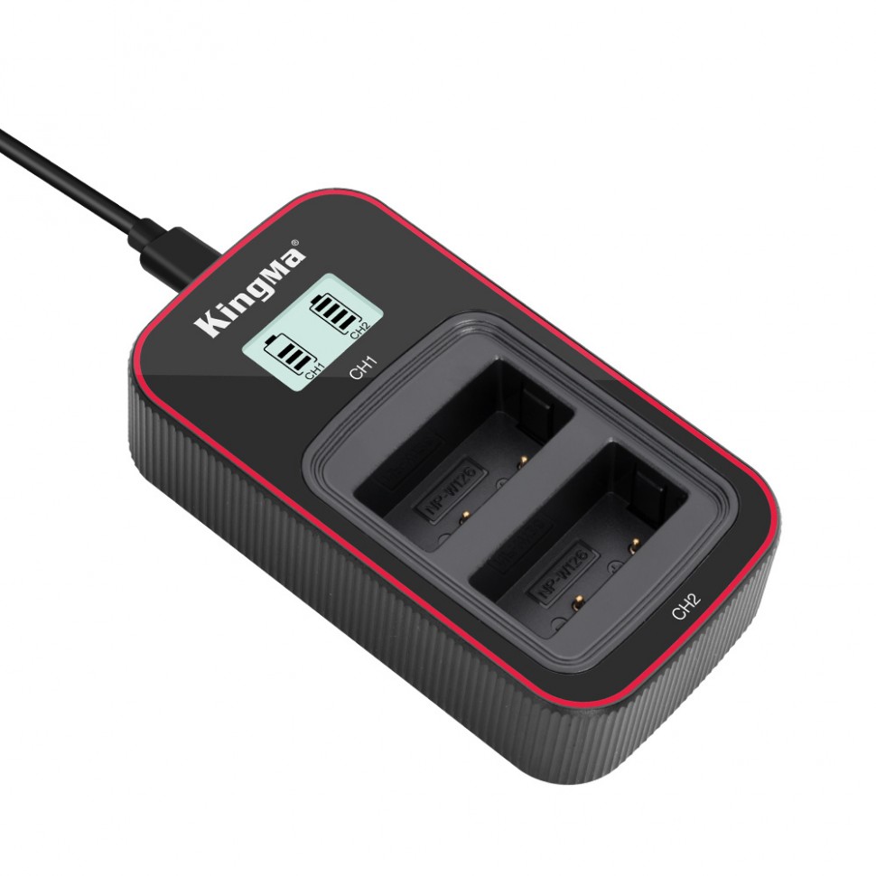 Зарядное устройство Kingma BM058-W126, для 2х NP-W126, USB, с дисплеем
