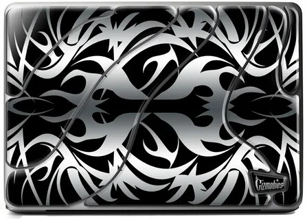 3D наклейка для MacBook Pro 15" Gizmobies Metallic Tribal Silver on Black