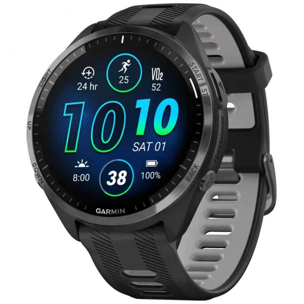 Часы GARMIN FORERUNNER 965, Carbon Grey DLC Titanium Bezel with Black Case and Amp Yellow/Black Silicone Band  010-02809-AO