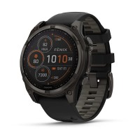 GARMIN FENIX 8 - 47 MM, SOLAR. SAPPHIRE CARBON GRAY DLC TITANIUM WITH BLACK/PEBBLE GRAY SILICONE 010-02906-11