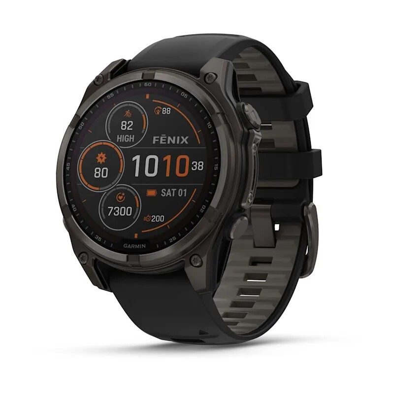 GARMIN FENIX 8 - 47 MM, SOLAR. SAPPHIRE CARBON GRAY DLC TITANIUM WITH BLACK/PEBBLE GRAY SILICONE 010-02906-11
