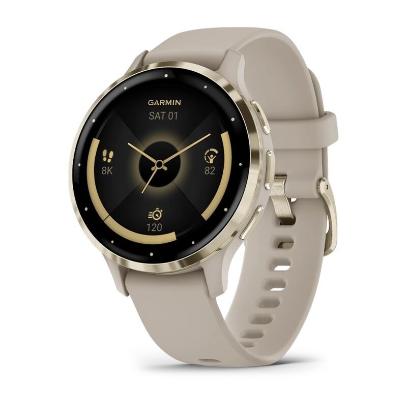 Часы Garmin Venu 3S Soft Gold French Gray Leather 010-02785-55