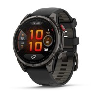 Часы GARMIN  FENIX 8 PRO – 47 mm, AMOLED, Sapphire, Carbon Gray DLC Titanium with Black/Pebble Gray Silicone Band 010-03198-00