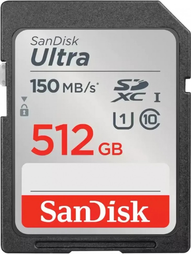 Карта памяти SanDisk 512Gb Ultra SDXC Class 10 U-I 150mb/s
