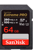 Карта памяти Sandisk  64 ГБ SDXC Extreme PRO UHS-II U3 V60 чтение/запись МБ/сек 280/100 (SDSDXEP-064G-GN4IN)                                          
