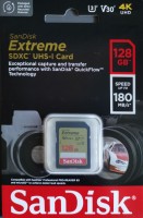 Карта памяти Sandisk  128 ГБ SDXC Extreme UHS-I U3 V30 чтение/запись МБ/сек 180/130 (SDSDXVA-128G-GNCIN)                 