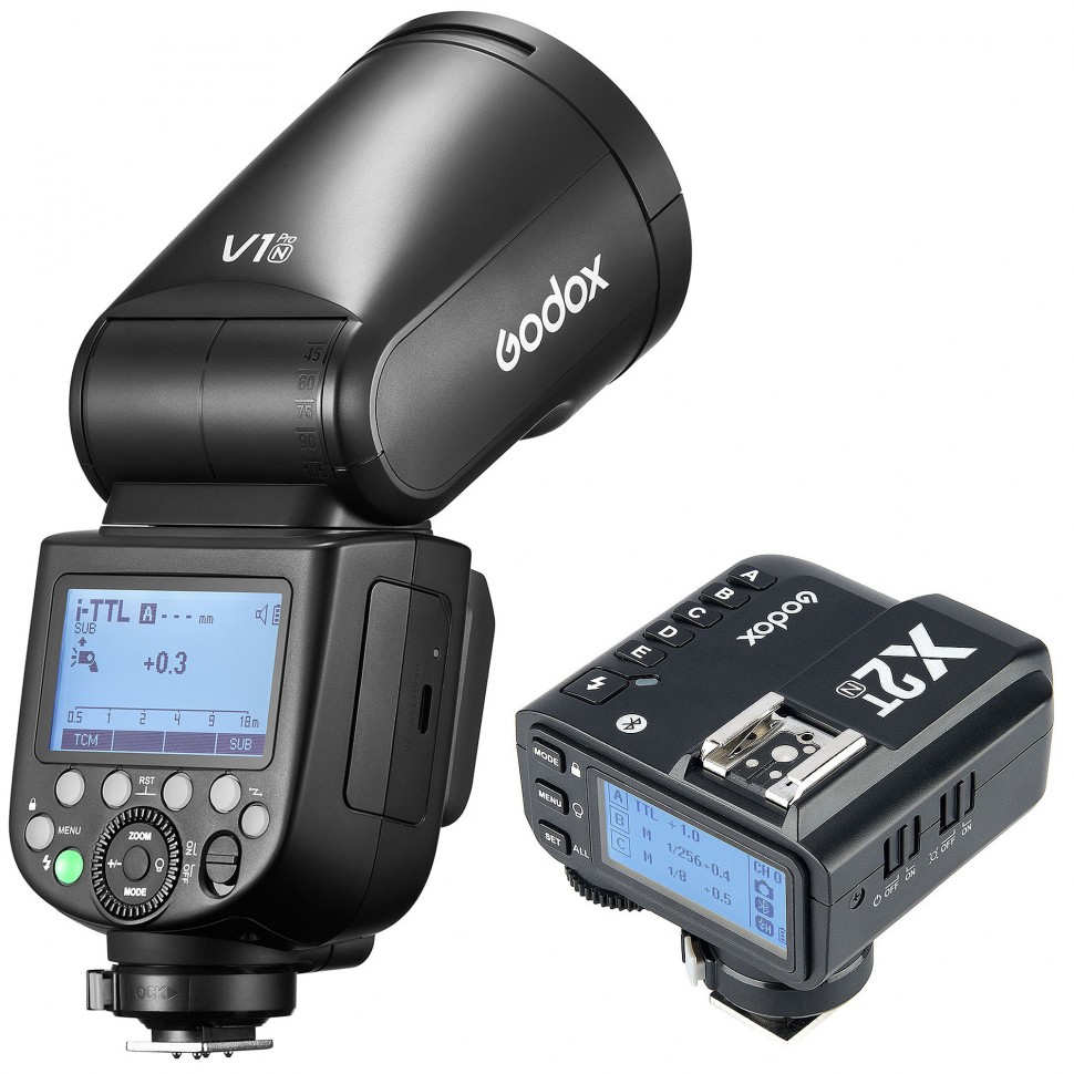 Вспышка накамерная Godox V1Pro N + X2T-N TTL для Nikon